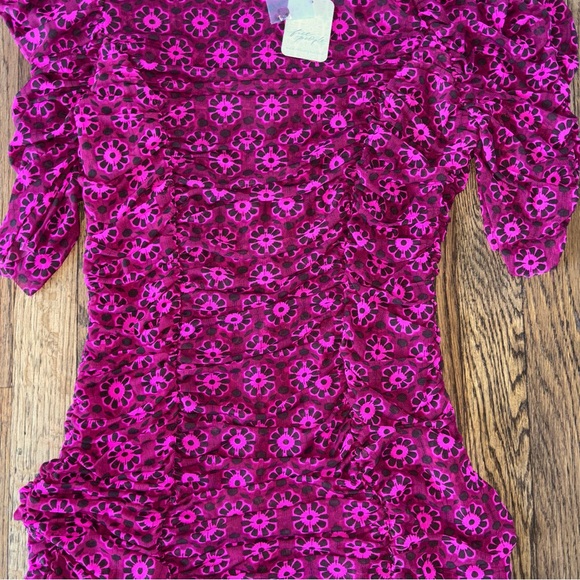Free People Briella Midi Dress Fuchsia Combo Size L - Picture 9 of 14